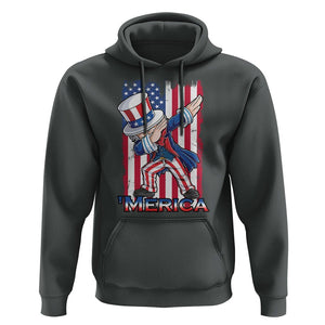 4th of July Dabbing Uncle Sam Hoodie Merica American Flag TS02 Dark Heather Print Your Wear