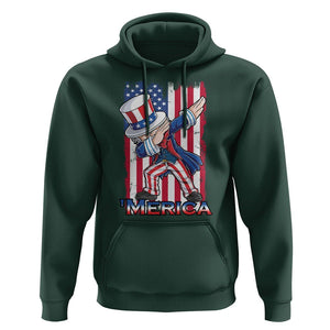 4th of July Dabbing Uncle Sam Hoodie Merica American Flag TS02 Dark Forest Green Print Your Wear