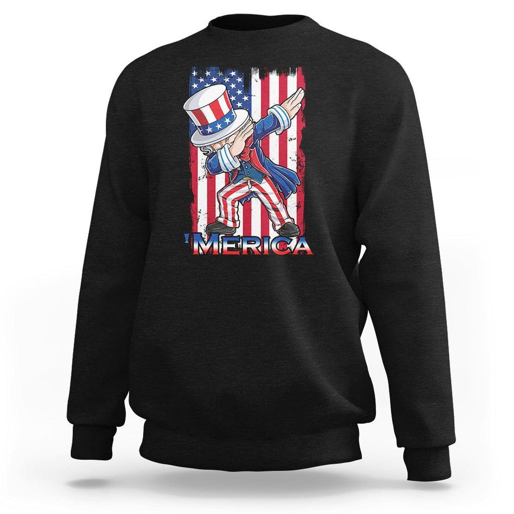 4th of July Dabbing Uncle Sam Sweatshirt Merica American Flag TS02 Black Print Your Wear