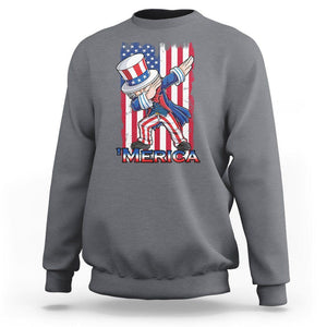 4th of July Dabbing Uncle Sam Sweatshirt Merica American Flag TS02 Charcoal Print Your Wear