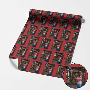 4th Of July Dachshund Drinking Slushie Wrapping Paper Roll Patriotic 250 Anniversary USA Dog Lovers Funny Meme