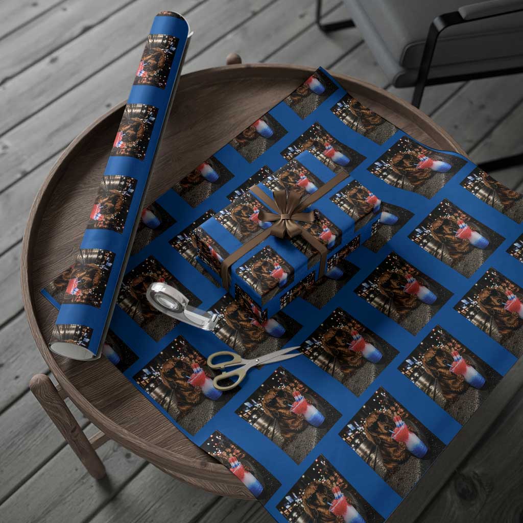 4th Of July Dachshund Drinking Slushie Wrapping Paper Roll Patriotic 250 Anniversary USA Dog Lovers Funny Meme