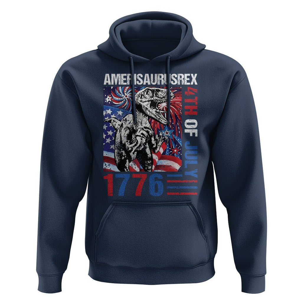 4th Of July Dinosaur Hoodie Amerisaurus Fireworks Patriotic Independence Day TS09 Navy Print Your Wear