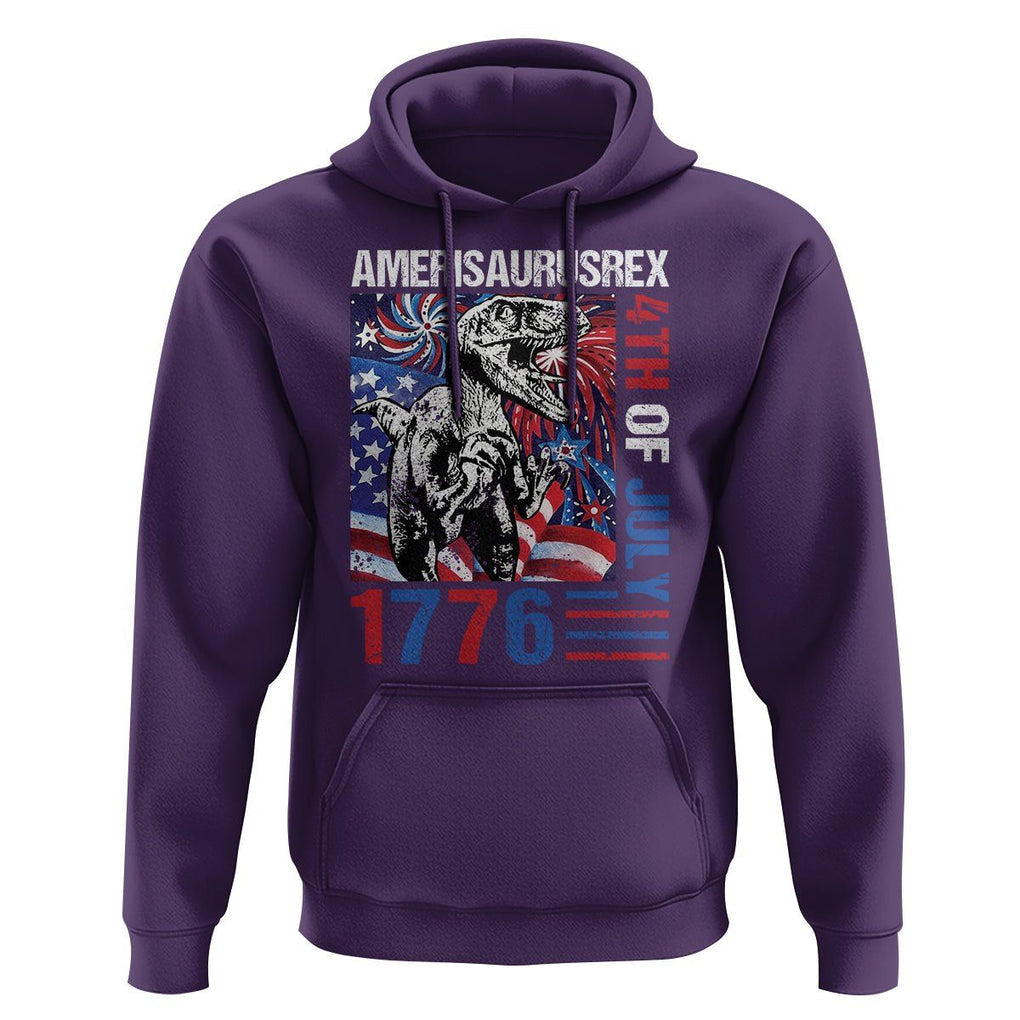 4th Of July Dinosaur Hoodie Amerisaurus Fireworks Patriotic Independence Day TS09 Purple Print Your Wear