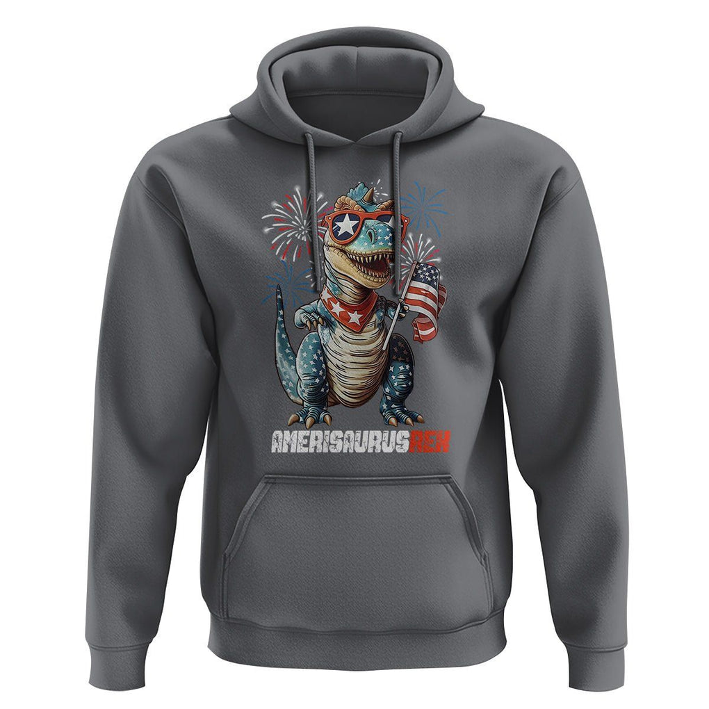 4th Of July Dinosaur Hoodie Amerisaurus Fireworks Patriotic Independence Day TS09 Charcoal Print Your Wear