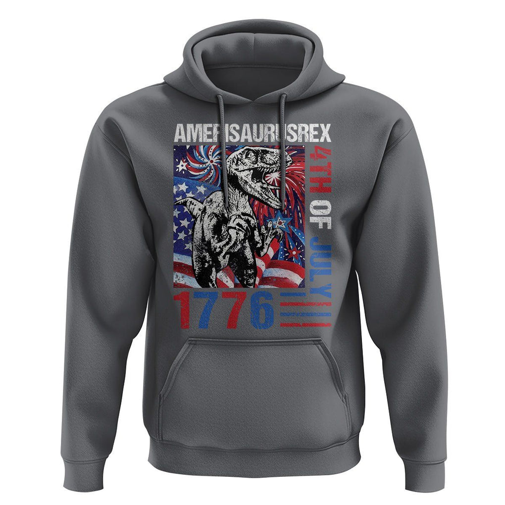 4th Of July Dinosaur Hoodie Amerisaurus Fireworks Patriotic Independence Day TS09 Charcoal Print Your Wear