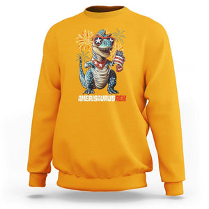 4th Of July Dinosaur Sweatshirt Amerisaurus Fireworks Patriotic Independence Day TS09 Gold Print Your Wear