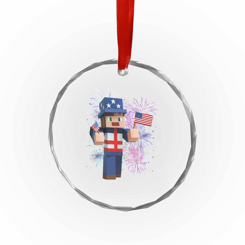 4th of July Gamer Crystal Glass Ornament Uncle Sam Pixels Gaming Celebrate Independence Day TS02 Print Your Wear