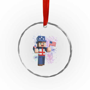 4th of July Gamer Crystal Glass Ornament Uncle Sam Pixels Gaming Celebrate Independence Day TS02 Print Your Wear
