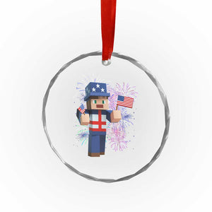 4th of July Gamer Crystal Glass Ornament Uncle Sam Pixels Gaming Celebrate Independence Day TS02 Print Your Wear