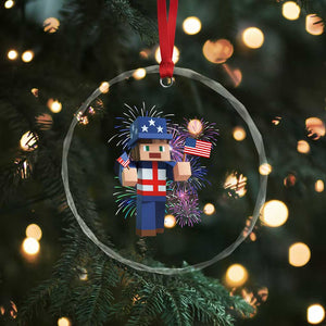 4th of July Gamer Crystal Glass Ornament Uncle Sam Pixels Gaming Celebrate Independence Day TS02 Print Your Wear