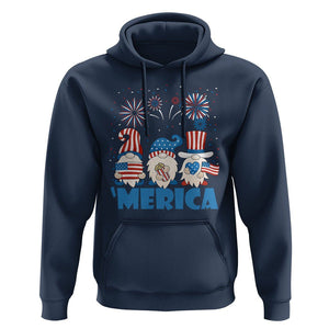 4th of July Gnome Hoodie Merica Gnomes US Flag Fireworks Celebrate Independence Day TS02 Navy Print Your Wear