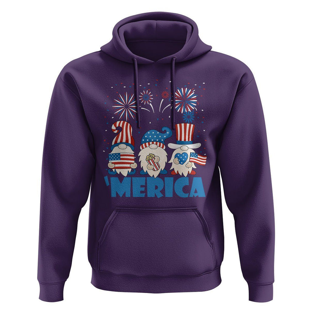 4th of July Gnome Hoodie Merica Gnomes US Flag Fireworks Celebrate Independence Day TS02 Purple Print Your Wear