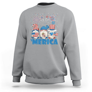 4th of July Gnome Sweatshirt Merica Gnomes US Flag Fireworks Celebrate Independence Day TS02 Sport Gray Print Your Wear