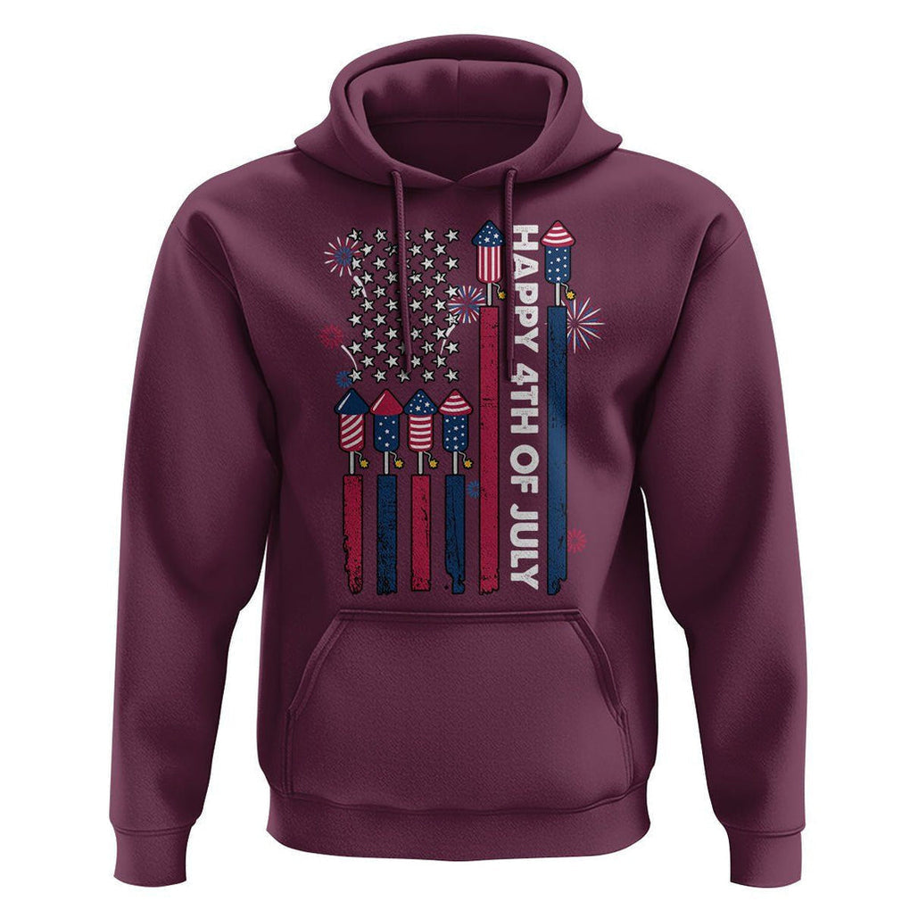 4th of July Hoodie American Flag Firework USA Party Independence Day TS02 Maroon Print Your Wear