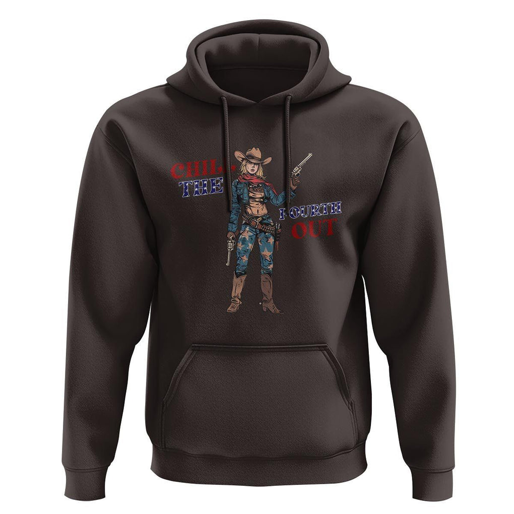 4th Of July Hoodie Chill The Fourth Out American Pin-up Girl TS09 Dark Chocolate Print Your Wear