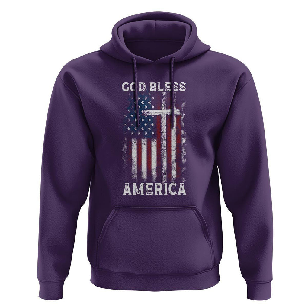 4th Of July Hoodie God Bless America Flag Christian TS09 Purple Print Your Wear