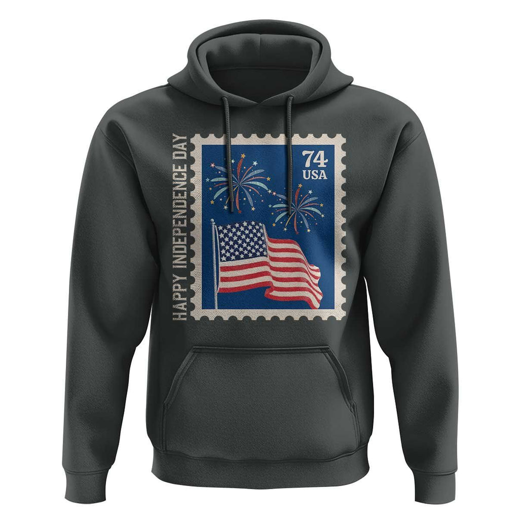 4th Of July Hoodie Happy Independence Day Stamp USA Flag TS11 Dark Heather Print Your Wear