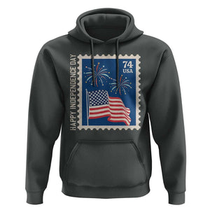 4th Of July Hoodie Happy Independence Day Stamp USA Flag TS11 Dark Heather Print Your Wear