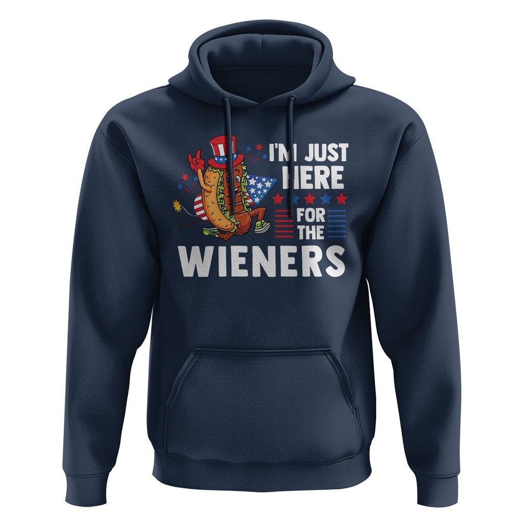 4th Of July Hoodie I'm Just Here For The Wieners Patriotic Hot Dog TS09 Navy Print Your Wear