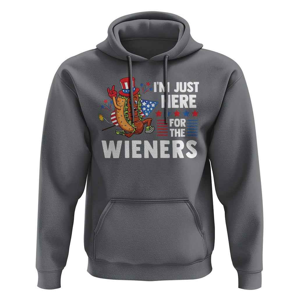 4th Of July Hoodie I'm Just Here For The Wieners Patriotic Hot Dog TS09 Charcoal Print Your Wear
