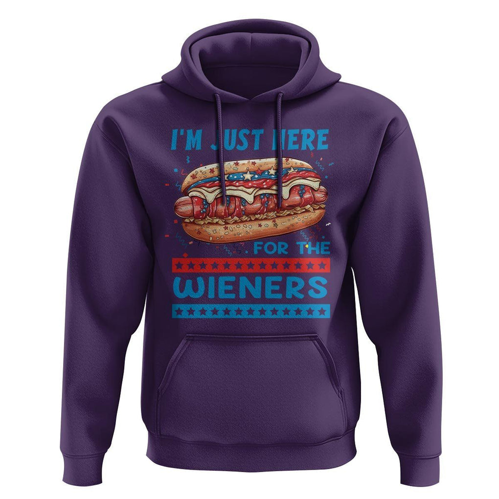 4th Of July Hoodie I'm Just Here For The Wieners Patriotic Hot Dog TS09 Purple Print Your Wear