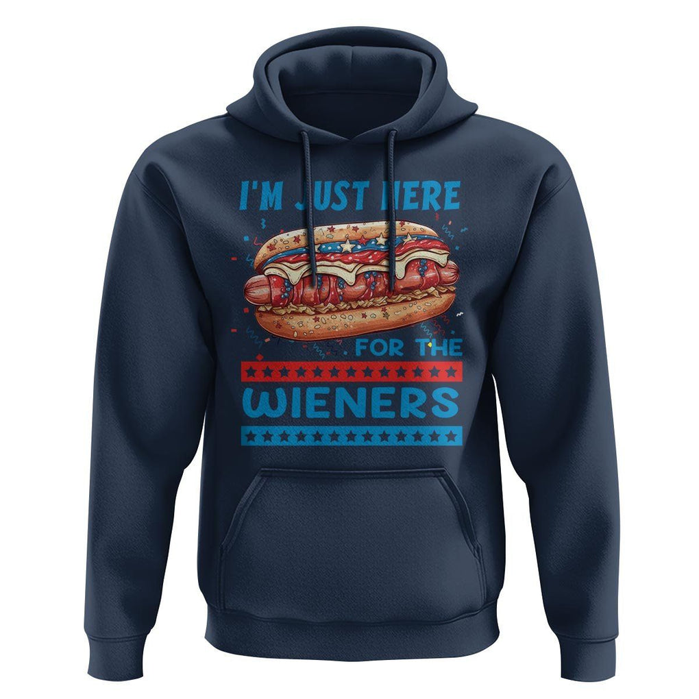 4th Of July Hoodie I'm Just Here For The Wieners Patriotic Hot Dog TS09 Navy Print Your Wear