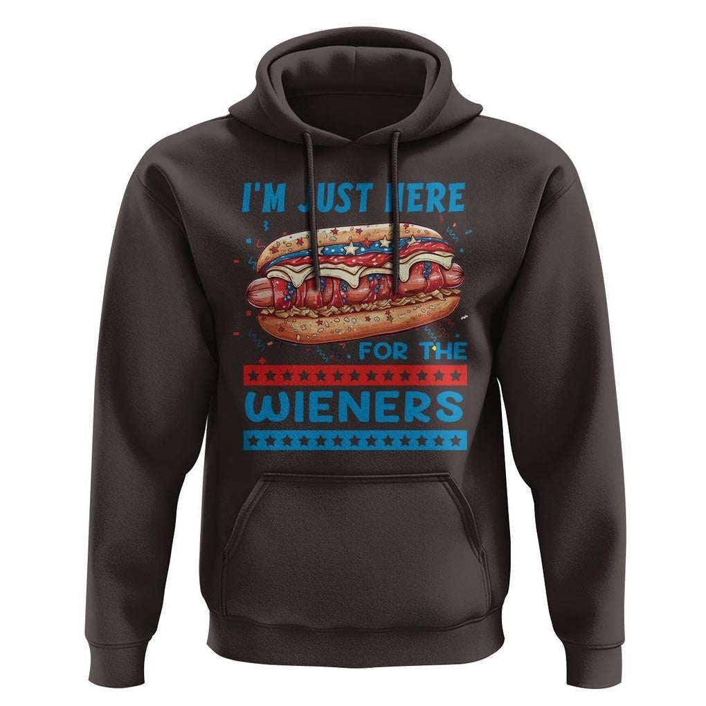4th Of July Hoodie I'm Just Here For The Wieners Patriotic Hot Dog TS09 Dark Chocolate Print Your Wear
