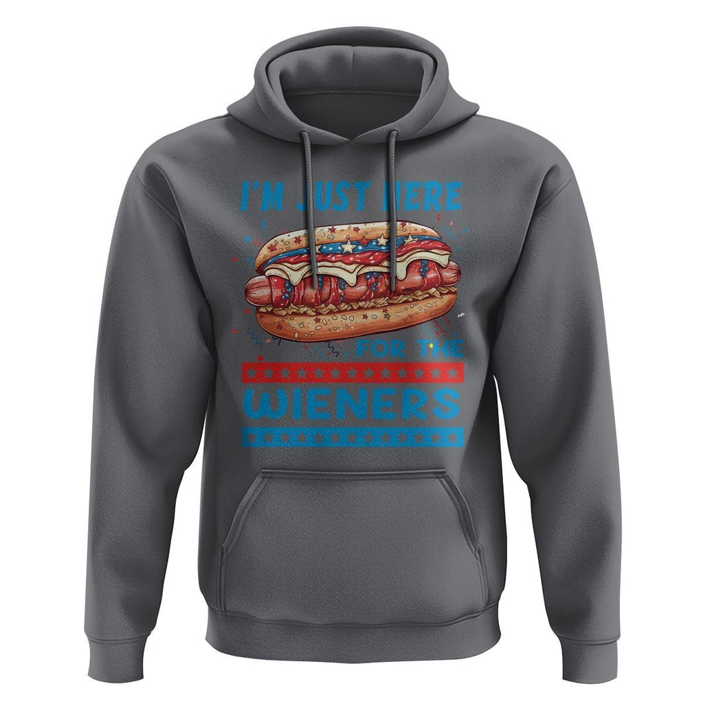 4th Of July Hoodie I'm Just Here For The Wieners Patriotic Hot Dog TS09 Charcoal Print Your Wear