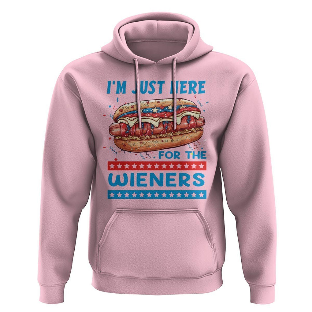 4th Of July Hoodie I'm Just Here For The Wieners Patriotic Hot Dog TS09 Light Pink Print Your Wear
