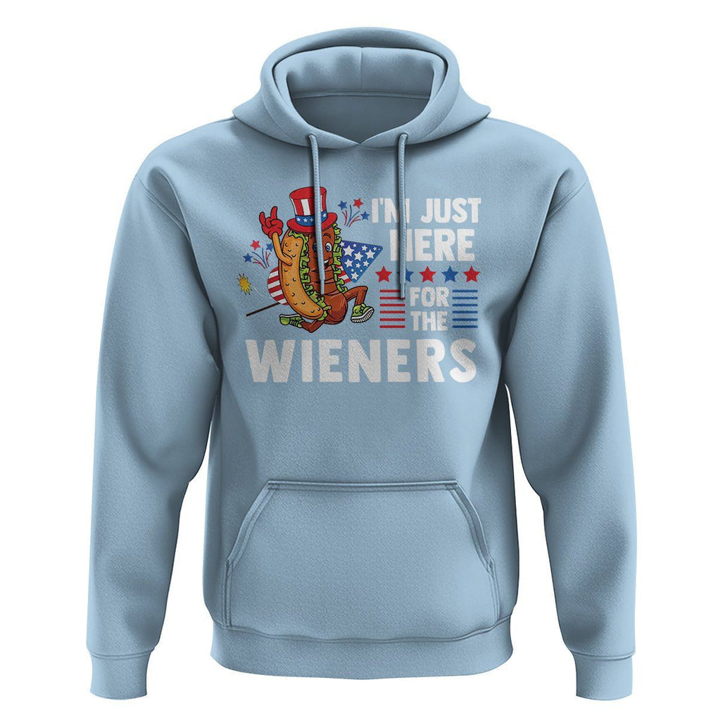 4th Of July Hoodie I'm Just Here For The Wieners Patriotic Hot Dog TS09 Light Blue Print Your Wear