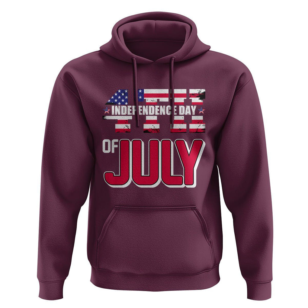 4th of July Hoodie Patriotic Independence Day American Flag TS02 Maroon Print Your Wear