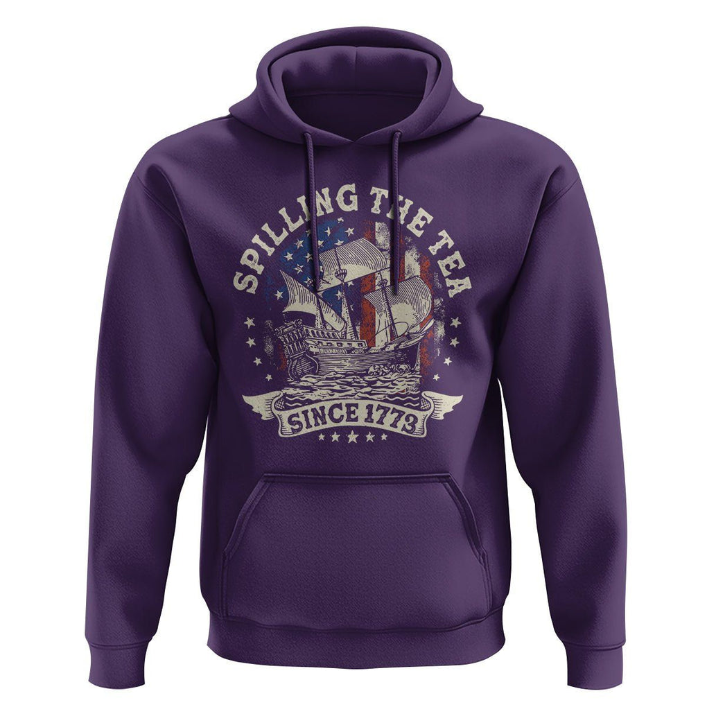 4th Of July Hoodie Spilling The Tea Since 1773 Independence Day TS02 Purple Print Your Wear