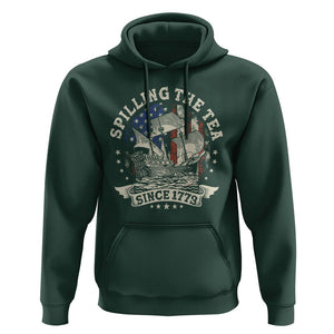 4th Of July Hoodie Spilling The Tea Since 1773 Independence Day TS02 Dark Forest Green Print Your Wear