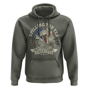 4th Of July Hoodie Spilling The Tea Since 1773 Independence Day TS02 Military Green Print Your Wear
