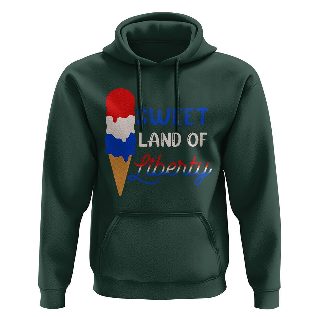 4th of July Hoodie Sweet Land of Liberty American Patriotic TS02 Dark Forest Green Print Your Wear