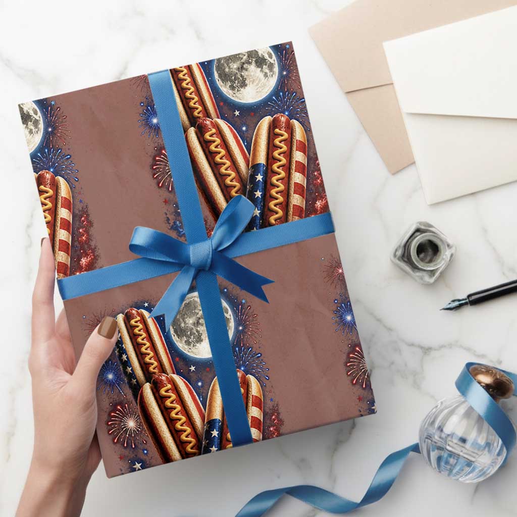 4th Of July Hotdog Fireworks Wrapping Paper Roll American Food Lovers