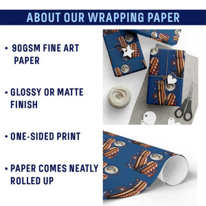 4th Of July Hotdog Fireworks Wrapping Paper Roll American Food Lovers