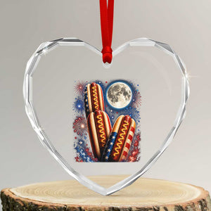 4th Of July Hotdog Fireworks Heart Crystal Glass Ornament American Food Lovers TS12 Transparent Glass 3'' Heart Print Your Wear