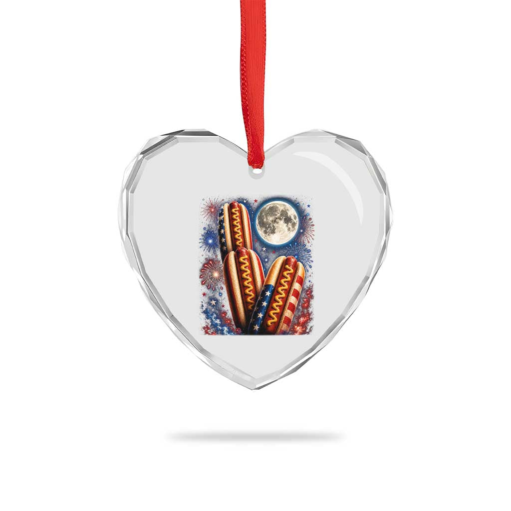 4th Of July Hotdog Fireworks Heart Crystal Glass Ornament American Food Lovers TS12 Print Your Wear