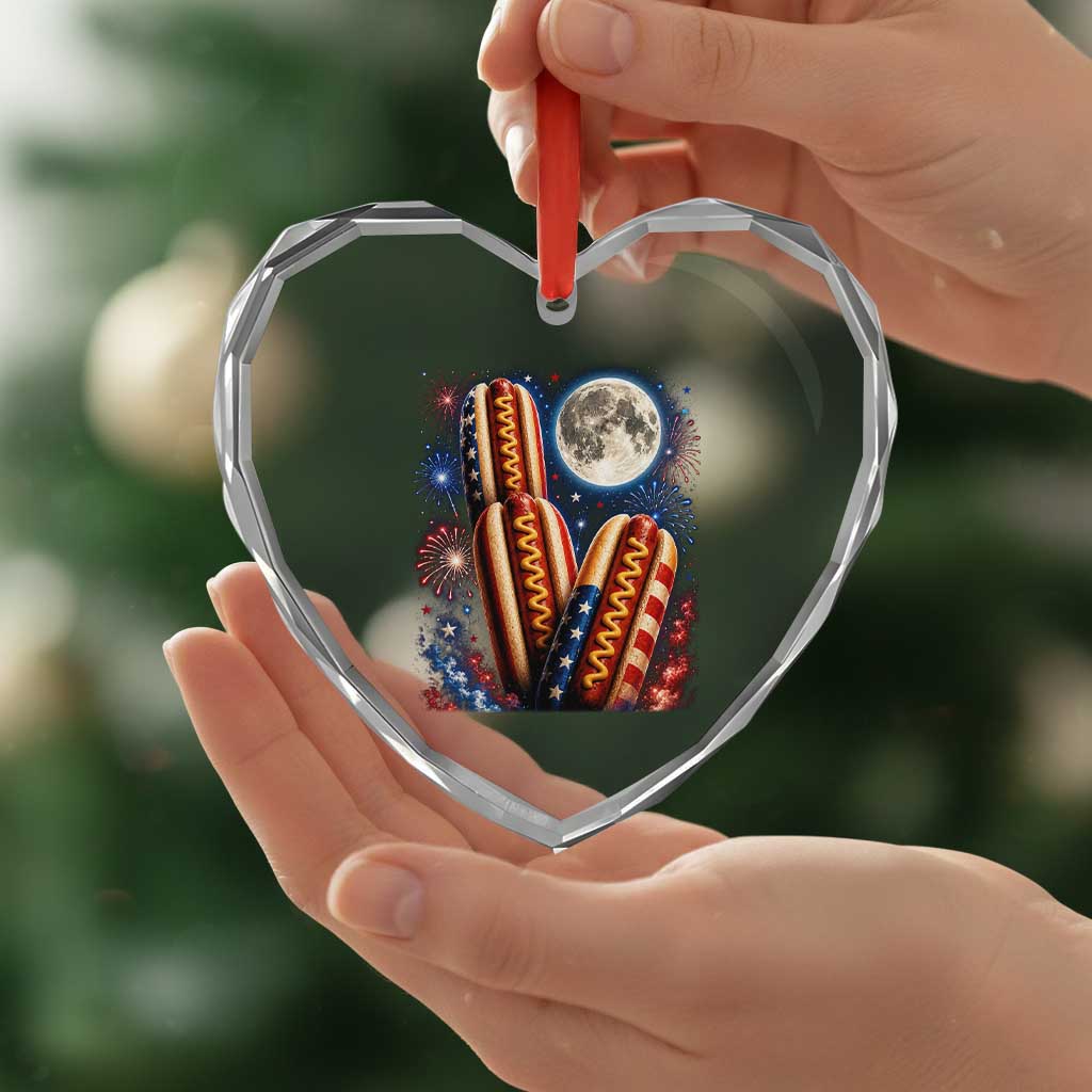4th Of July Hotdog Fireworks Heart Crystal Glass Ornament American Food Lovers TS12 Print Your Wear