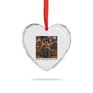 4th of July Raccoon Heart Crystal Glass Ornament Chill The Fourth Out TS14 Print Your Wear
