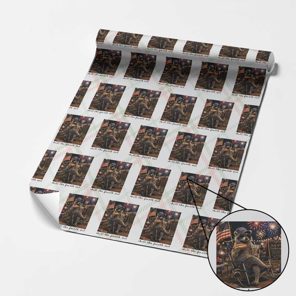 4th of July Raccoon Wrapping Paper Roll Chill The Fourth Out TS14 Christmas Plaid Print Your Wear