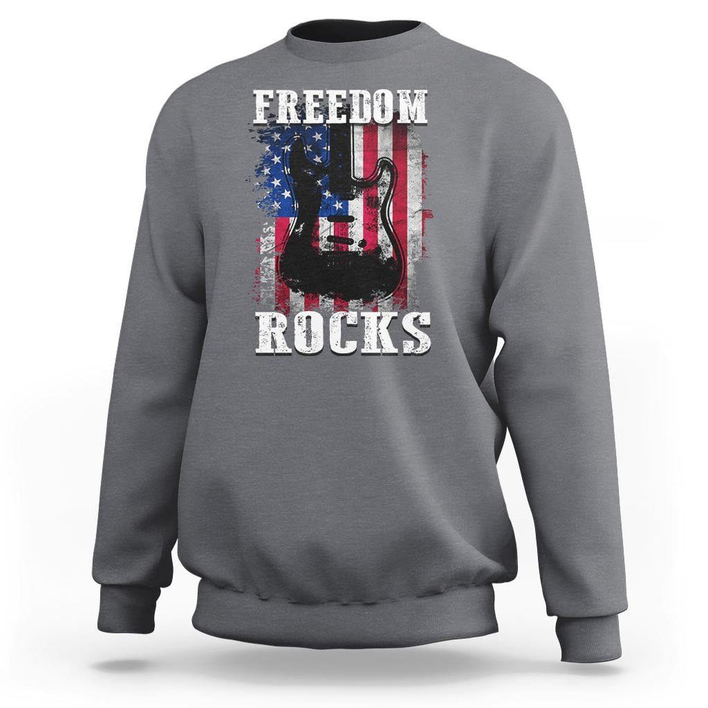 4th Of July Rock Lover Sweatshirt Freedom Rocks Patriotic Party TS09 Charcoal Print Your Wear