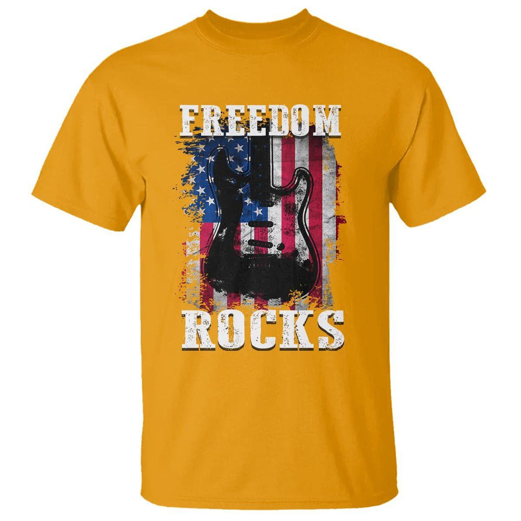 4th Of July Rock Lover T Shirt Freedom Rocks Patriotic Party TS09 Gold Print Your Wear