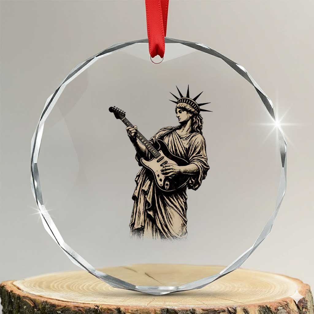 4th Of July Rock N Roll Crystal Glass Ornament Funny Statue Of Liberty Playing Guitar TS12 Transparent Glass 3'' Circle Print Your Wear