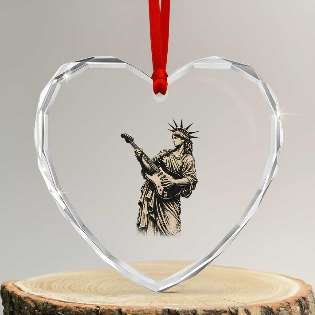 4th Of July Rock N Roll Heart Crystal Glass Ornament Funny Statue Of Liberty Playing Guitar TS12 Transparent Glass 3'' Heart Print Your Wear