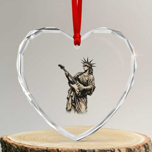 4th Of July Rock N Roll Heart Crystal Glass Ornament Funny Statue Of Liberty Playing Guitar TS12 Transparent Glass 3'' Heart Print Your Wear