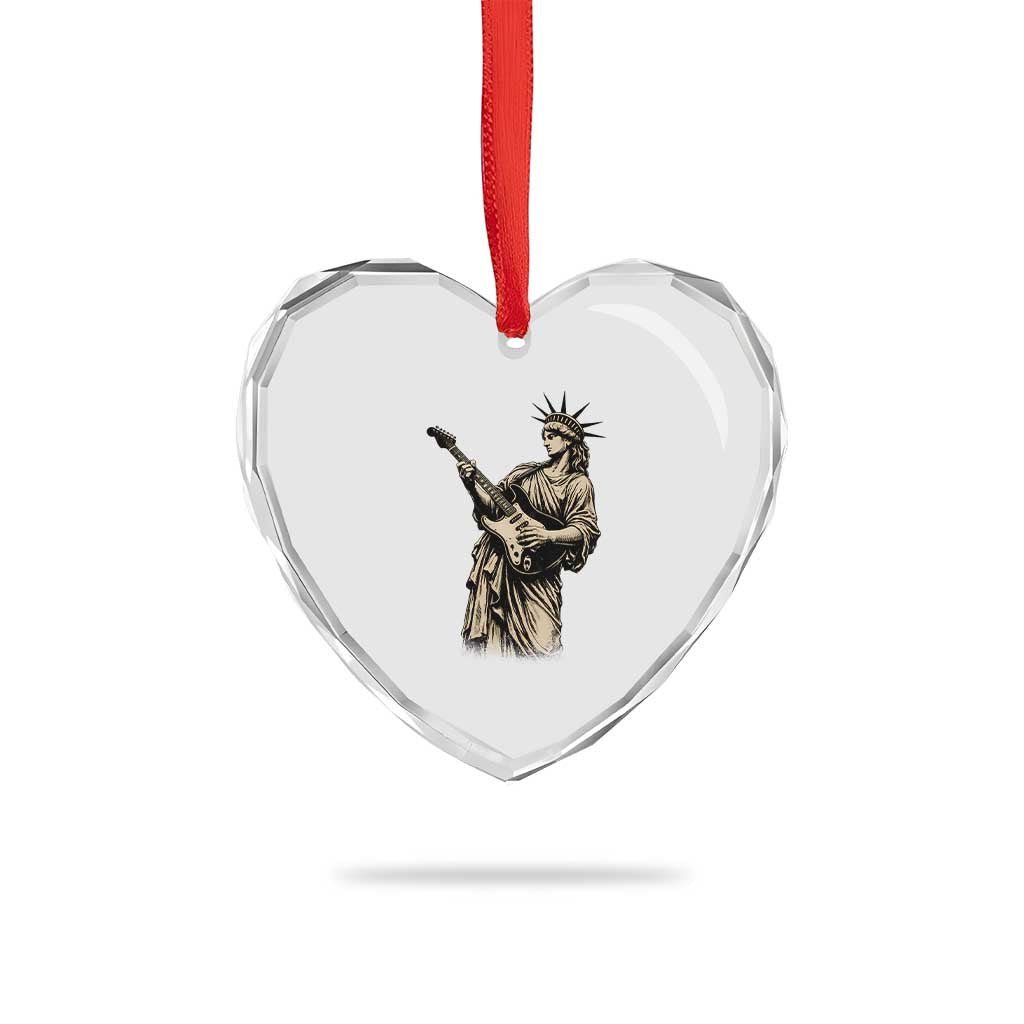 4th Of July Rock N Roll Heart Crystal Glass Ornament Funny Statue Of Liberty Playing Guitar TS12 Print Your Wear