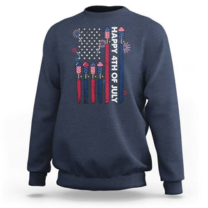 4th of July Sweatshirt American Flag Firework USA Party Independence Day TS02 Navy Print Your Wear